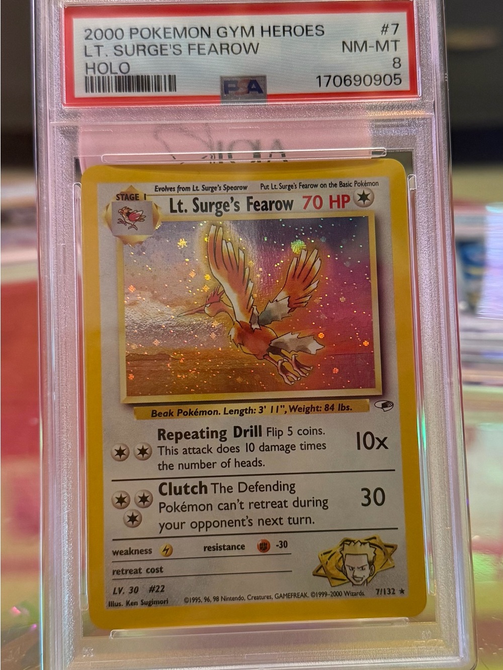 Lt. Surge's Fearow Holo Card - Yellow